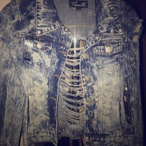Distressed denim jacket